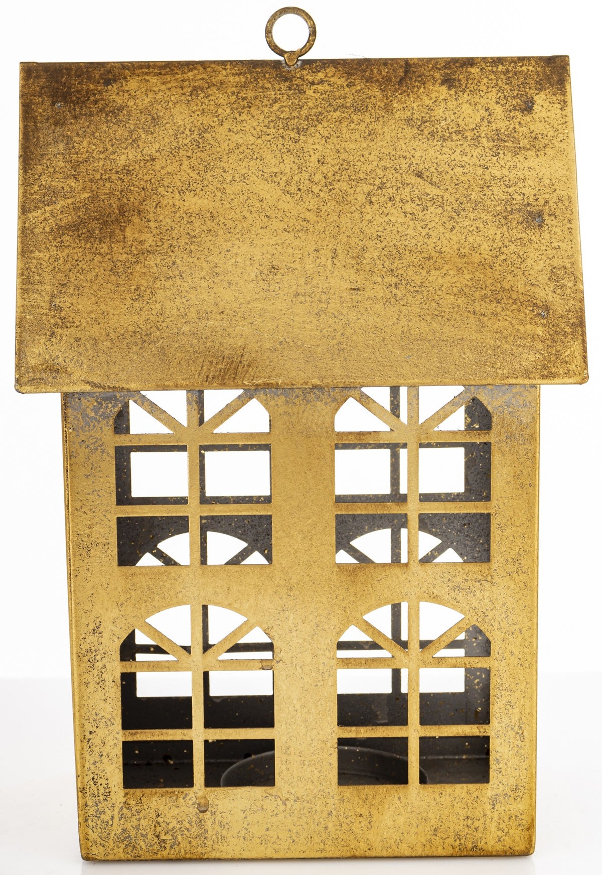 Figurka świąteczna Dekoracja Metalowa Domek złoty 27x11,5x18