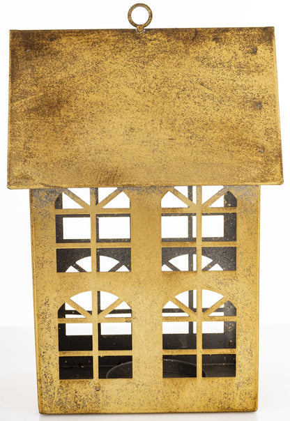 Figurka świąteczna Dekoracja Metalowa Domek złoty 27x11,5x18