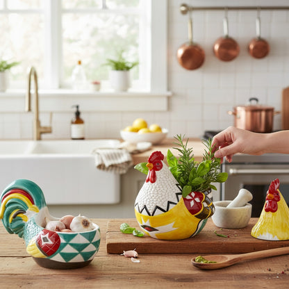zestaw kura i kogut pojemnik ceramiczny 2 szt figurka wielkanocna