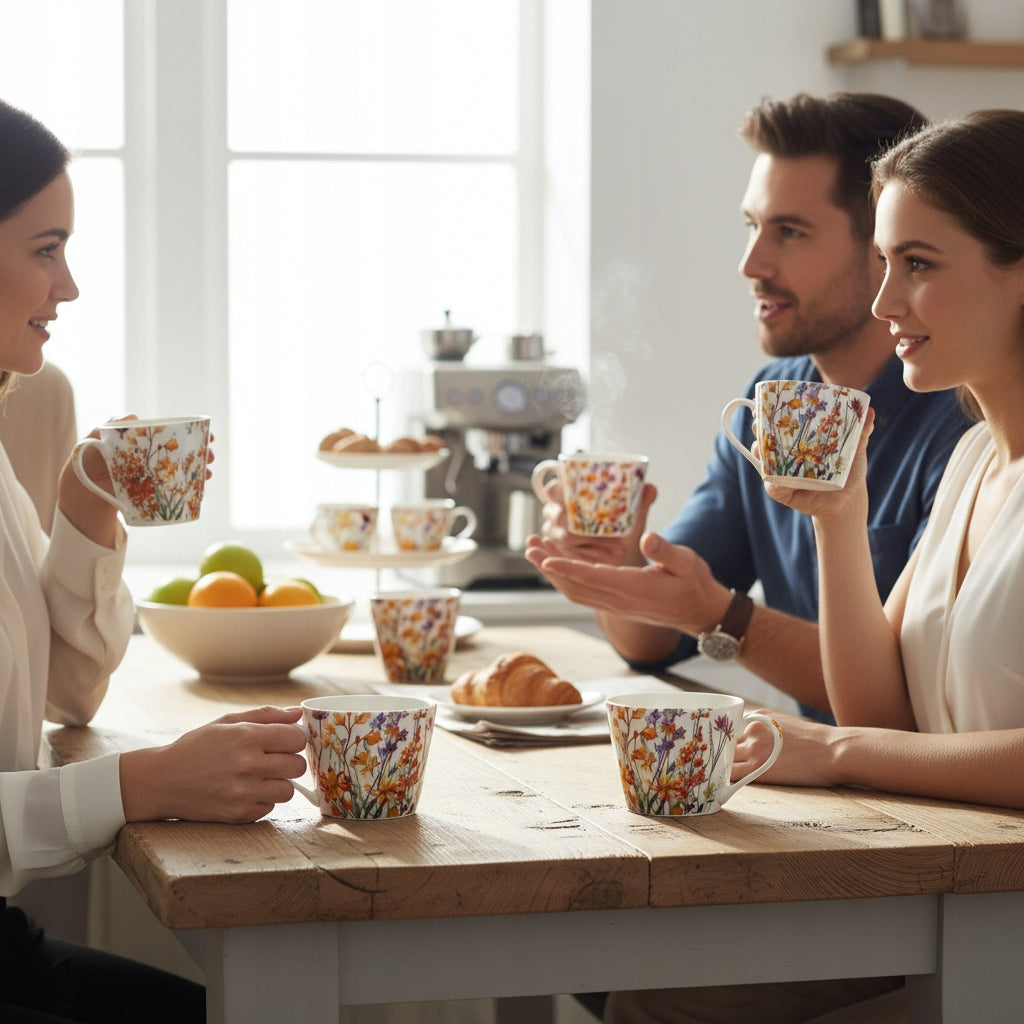 Duży kubek w pudełku porcelanowy 450 ml w kwiaty na prezent zmywarka