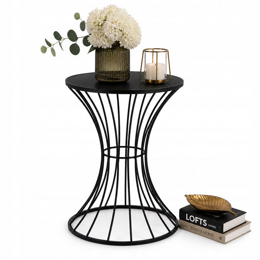 Stojak metalowy 55cm stolik kawowy czarny w stylu loft pomocniczy kwietnik