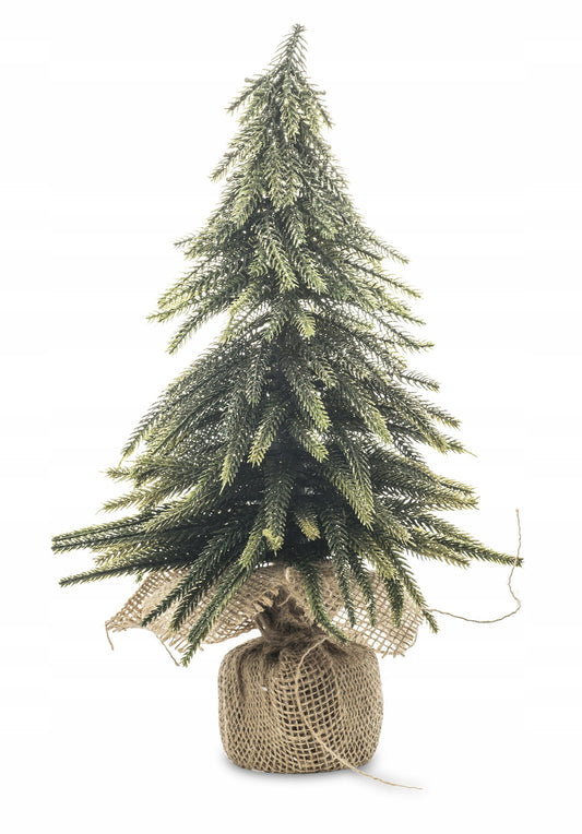 sztuczna choinka mała w jucie 36 cm pozłacana