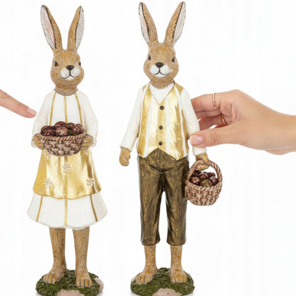 2szt zestaw figurek Pan i Pani Królik figurka wielkanocna zajączek zające