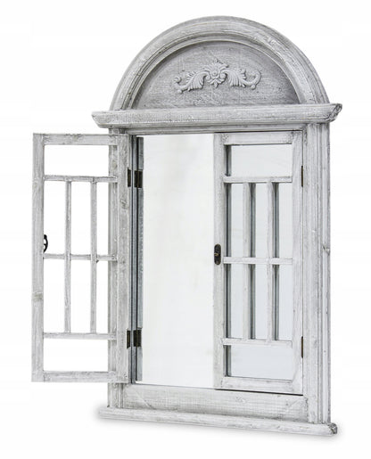 Lustro z okiennicami okno ścienne prostokąt rama drewno 550 x 800 mm