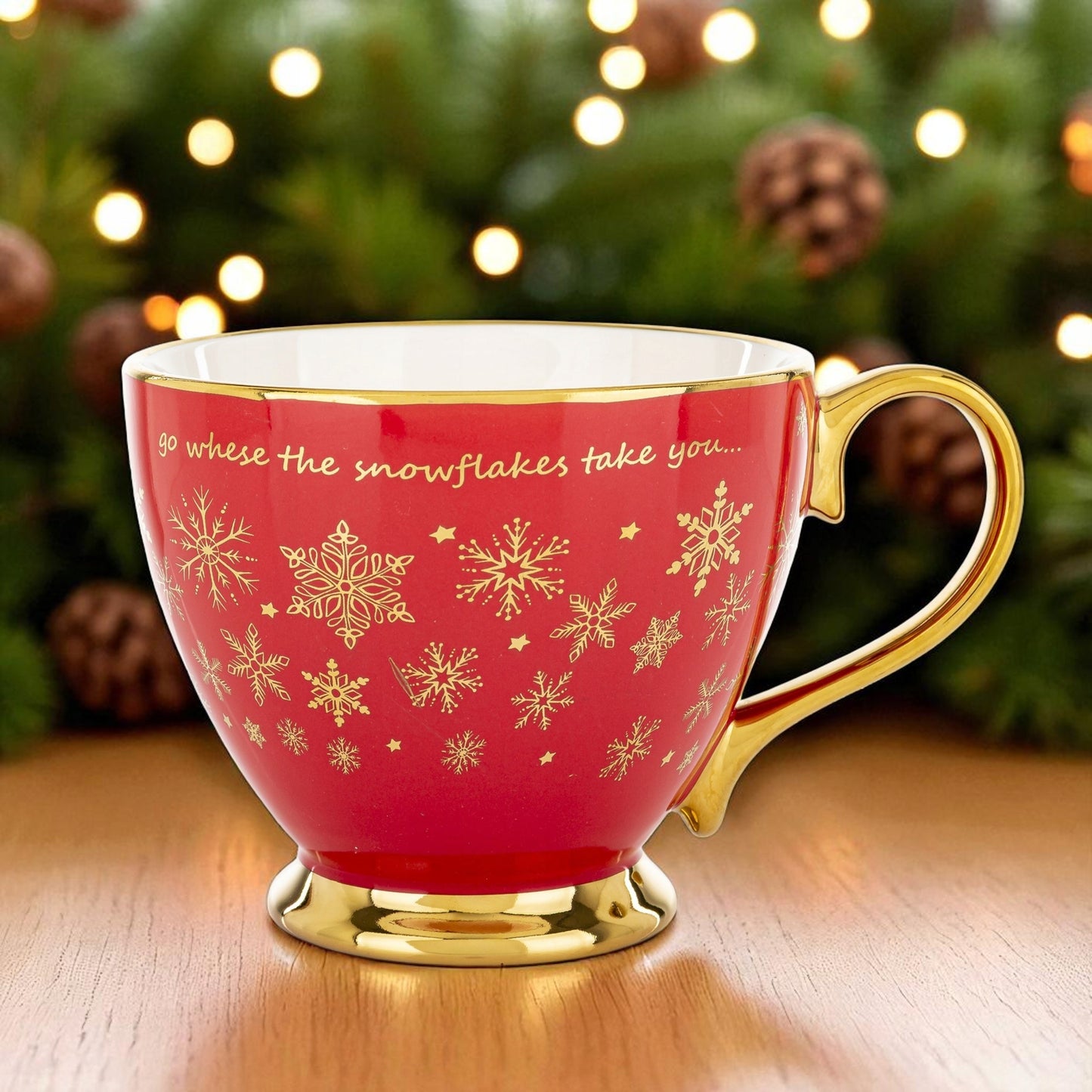 Kubek filiżanka świąteczna w pudełku porcelana duży na prezent świąteczny