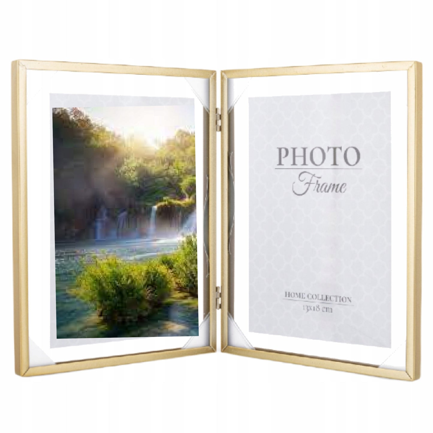 Ramka na Zdjęcie podwójna złota float 13x18cm na 2 zdjęcia glamour