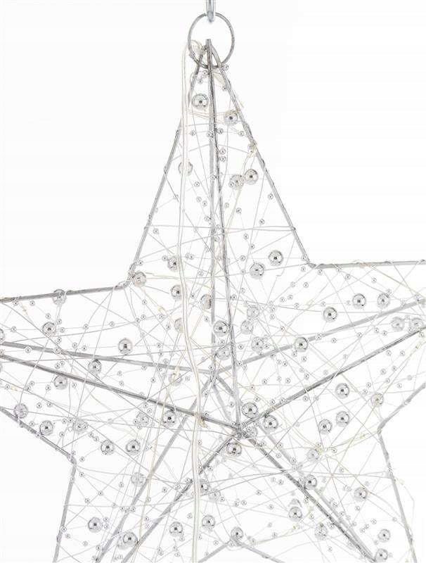 Gwiazda Led Oświetlenie Świąteczne srebrna gwiazdka duża 30cm na baterie