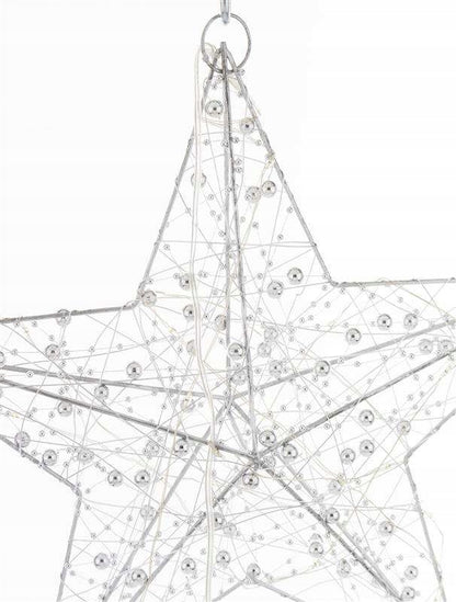 Gwiazda Led Oświetlenie Świąteczne srebrna gwiazdka duża 30cm na baterie