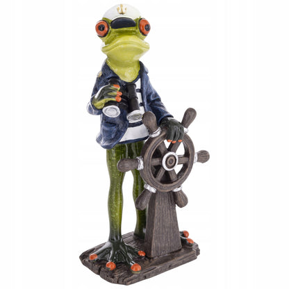 Ozdobna Figurka 18x9x6,5cm - Żaba marynarz Kapitan żabka na morzu