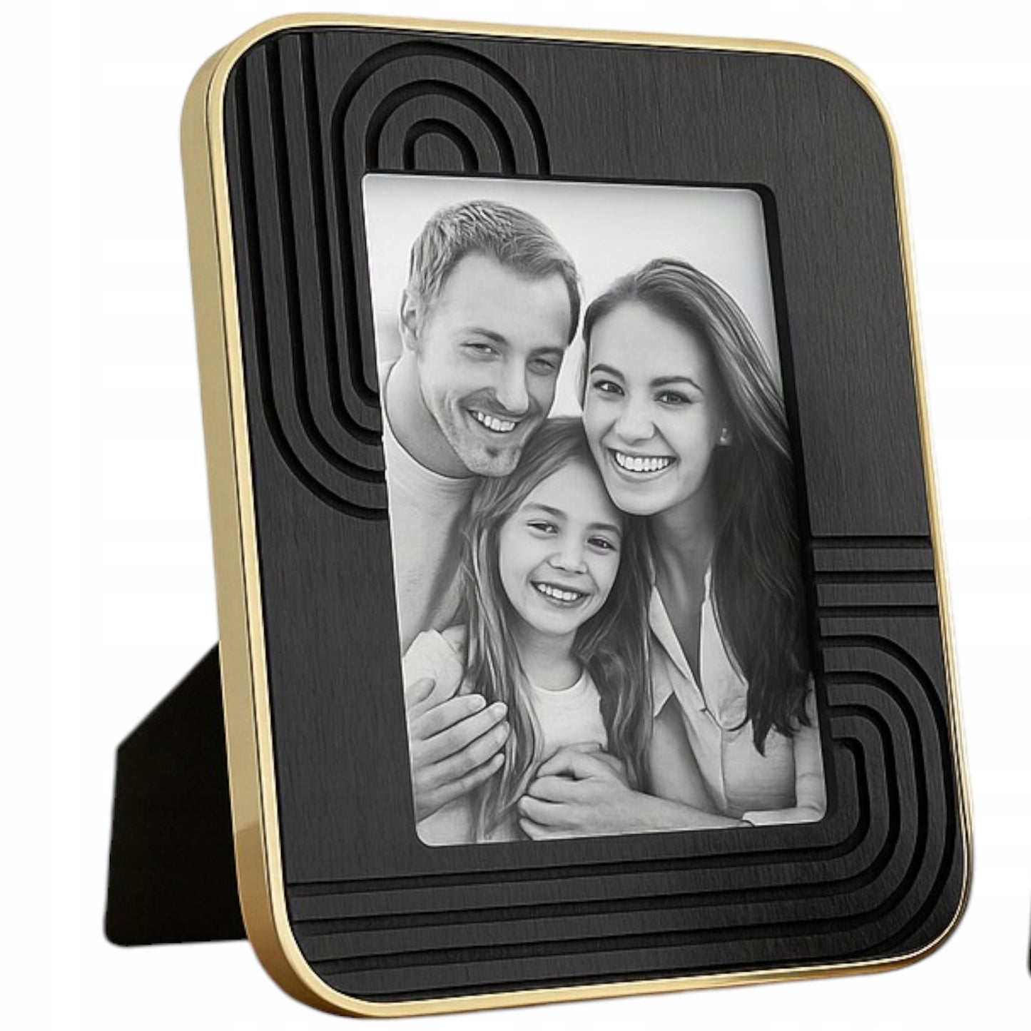 Ramka na zdjęcie 22,5x17 stawiana na zdjęcia 10x15 cm czarna złota glamour