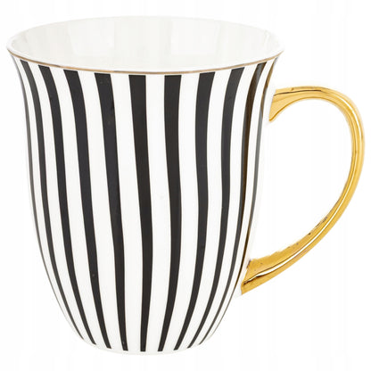 Kubek porcelana ozdobny w paski w pudełku na prezent duży 450 ml