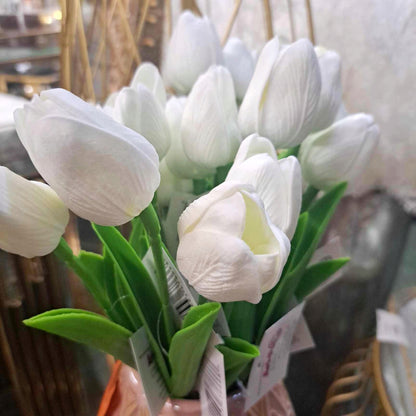 biały tulipan 33 cm sztuczny piękny jak żywy