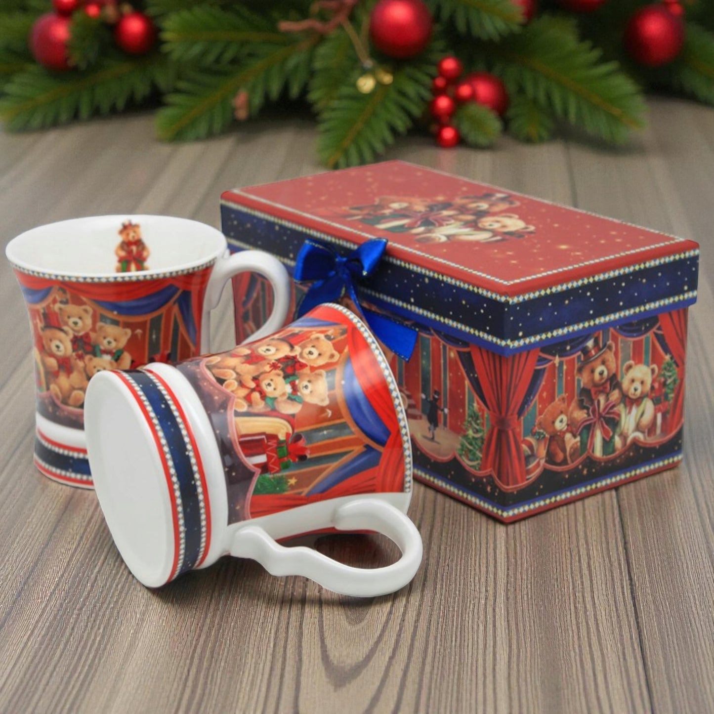 komplet kubków porcelana w pudełku zestaw porcelanowy 2szt Kubek świąteczny