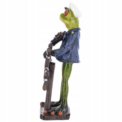 Ozdobna Figurka 18x9x6,5cm - Żaba marynarz Kapitan żabka na morzu