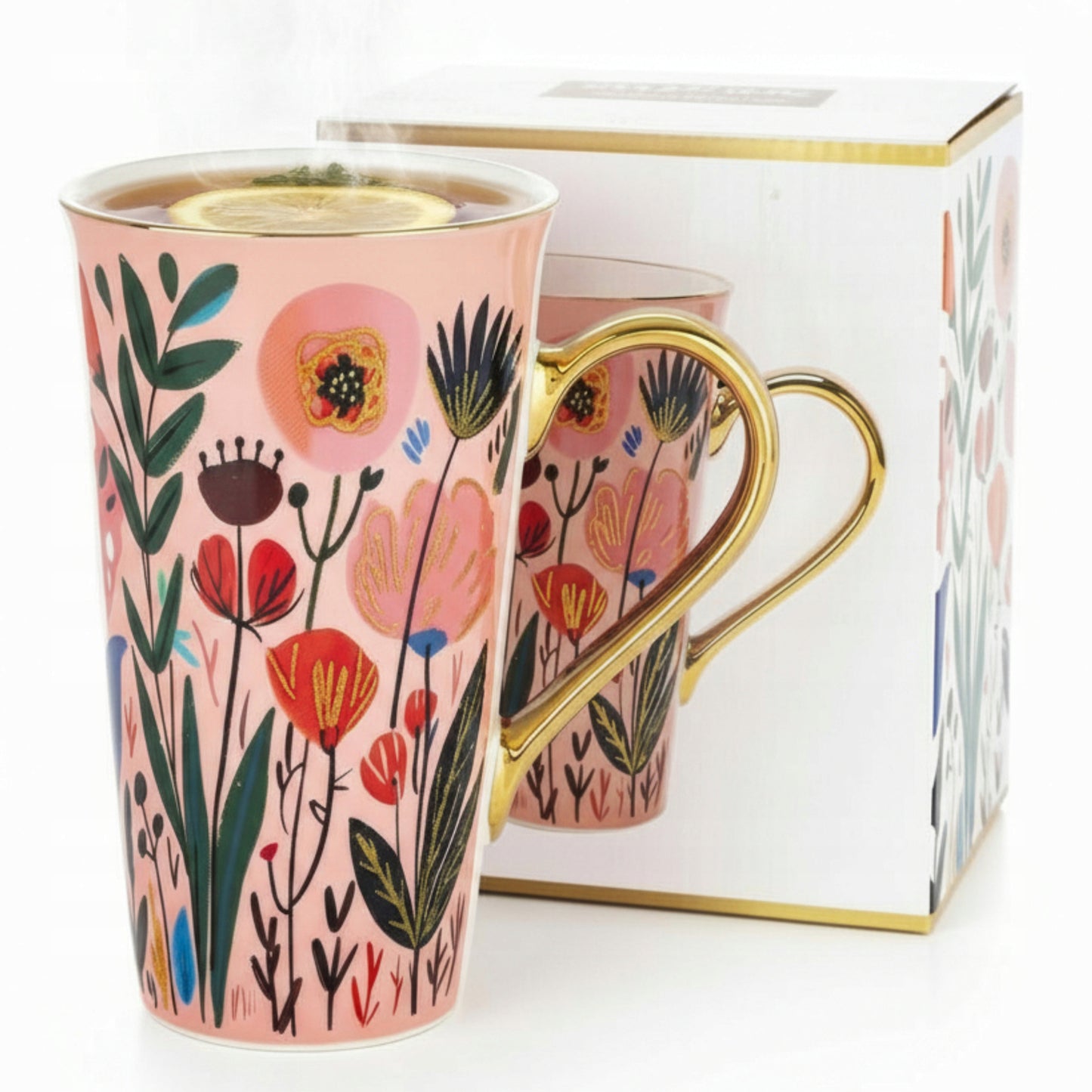 Porcelanowy Duży ozdobny kubek XXL w pudełku na prezent 700ml