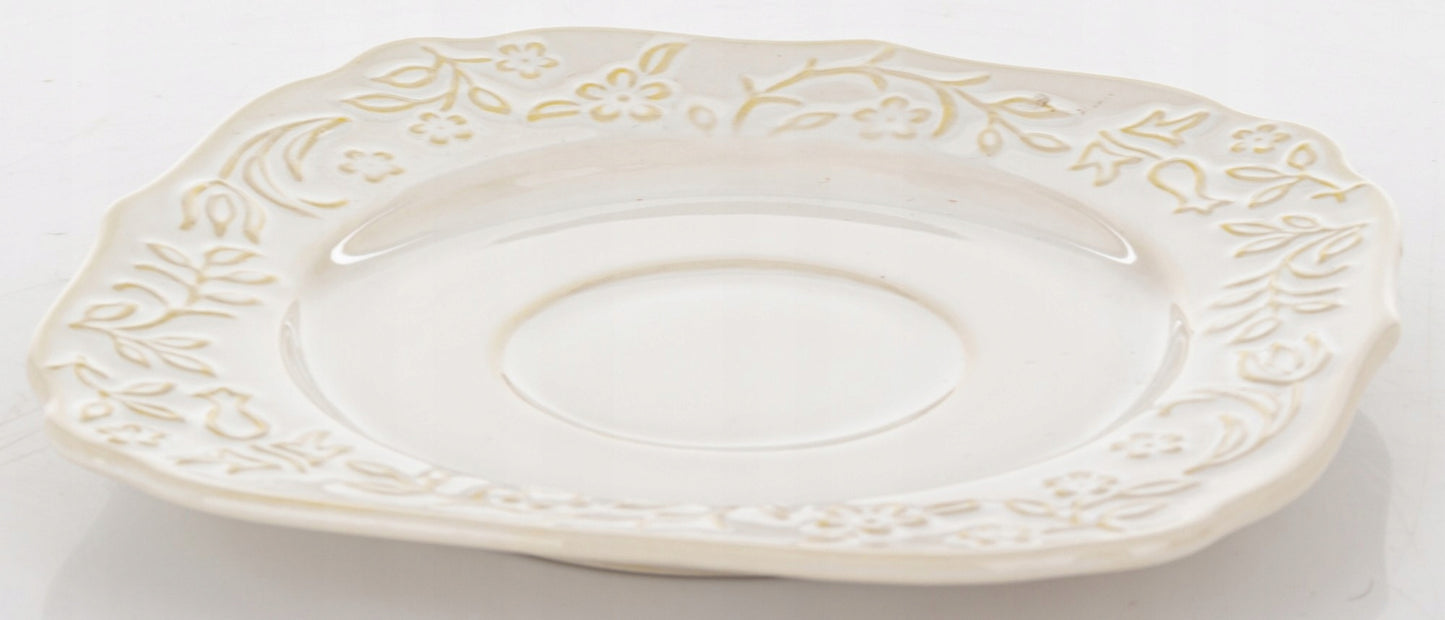 Talerz Spodek pod Filiżankę porcelanowy Sarmatia deserowy 16,5 kwadratowy