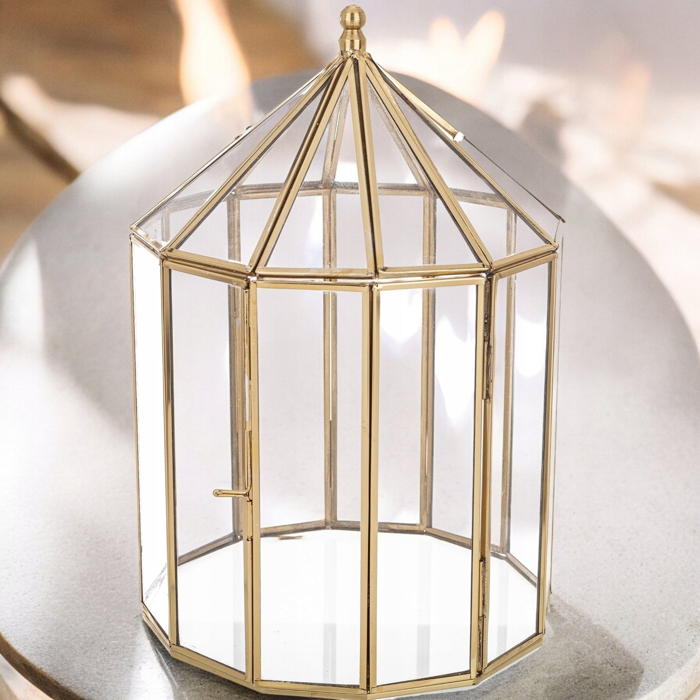 lampion szklarenka kopuła klatka geometryczna mini ogród na sukulenty