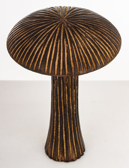 Figurka dekoracyjna grzyb drewniana brązowa 21x14x14 cm