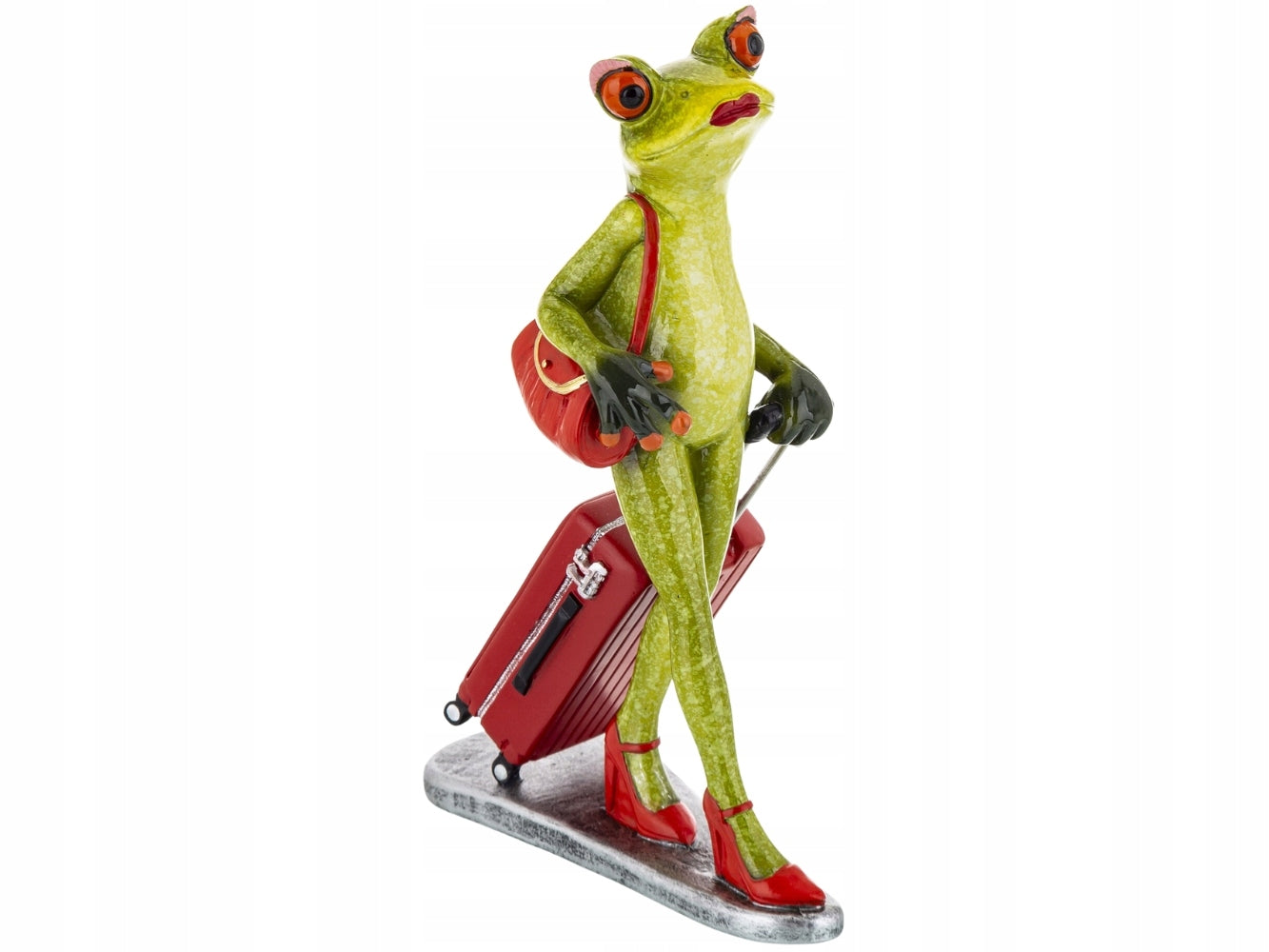 Ozdobna Figurka 18 x 13 x 5,5 cm - Żaba z walizką Turystka