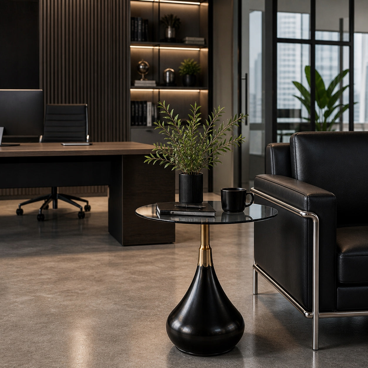 Stolik kawowy okrągły 54cm szklany loft design