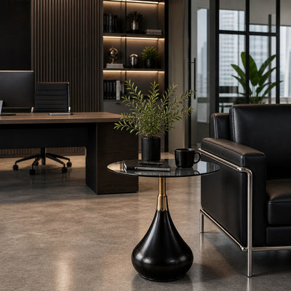 Stolik kawowy okrągły 54cm szklany loft design