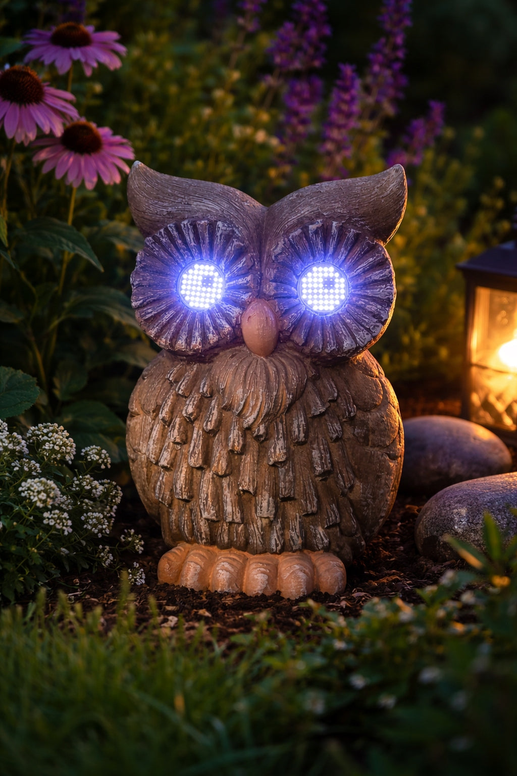 Solarna figurka Sowa lampa LED dekoracja ogrodowa z efektem ruchomych oczu