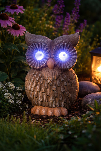 Solarna figurka Sowa lampa LED dekoracja ogrodowa z efektem ruchomych oczu