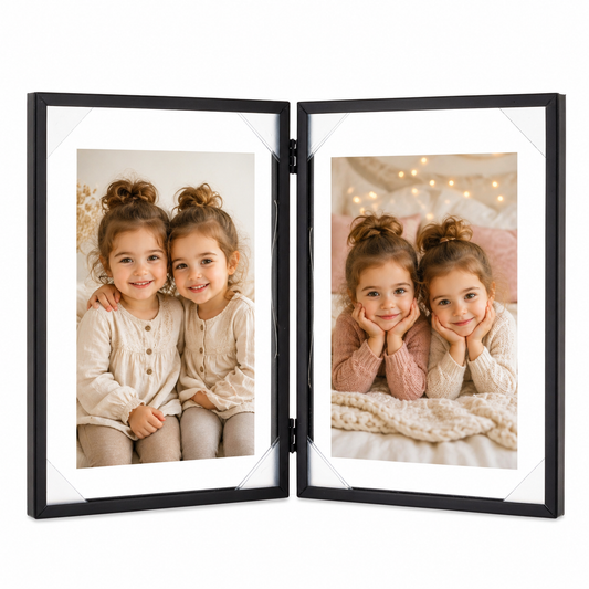 Ramka na Zdjęcie podwójna czarna float 10x15 cm na 2 zdjęcia pływająca loft