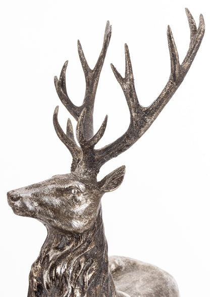 Figurka świąteczna renifer srebrny tworzywo sztuczne 51x51x27 cm Antique
