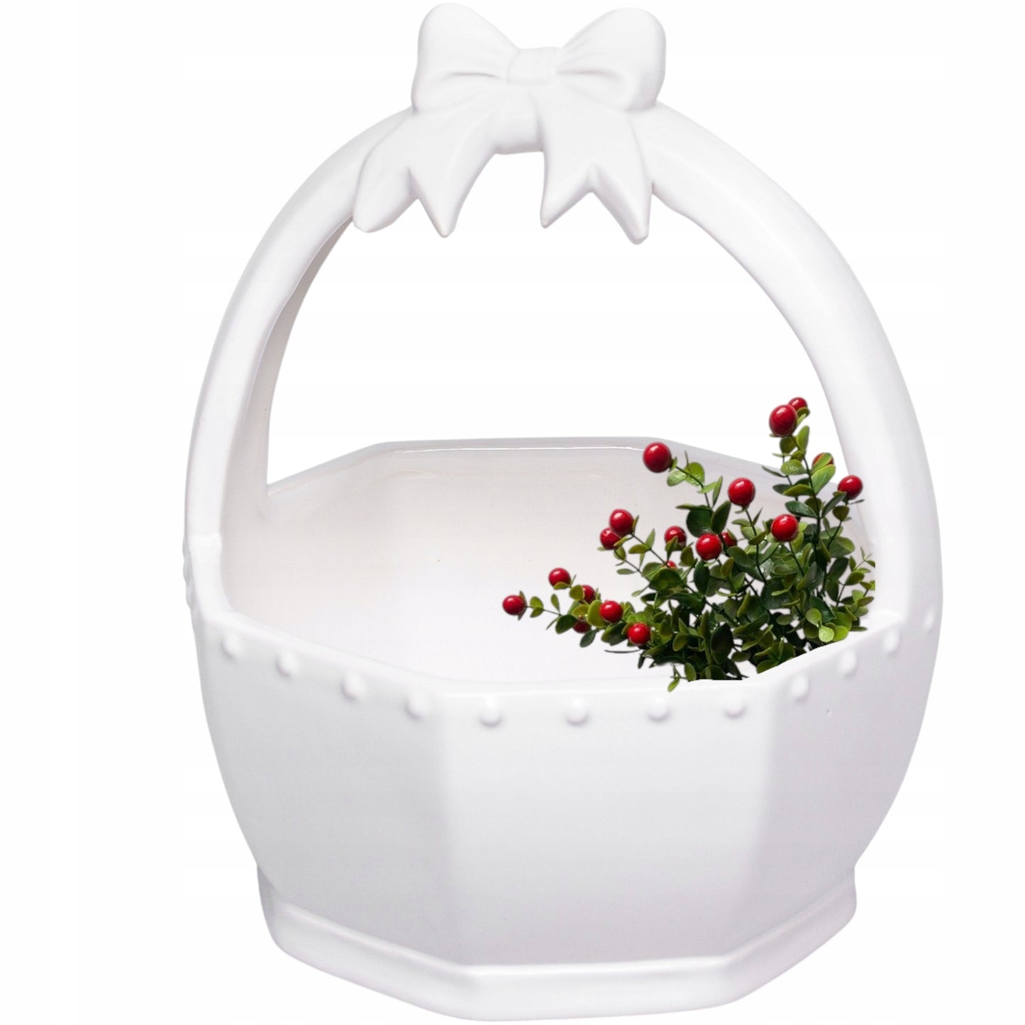 Ceramiczny Koszyk Wielkanocny Porcelanowa Miska Króliczek 17,5x15x15 cm