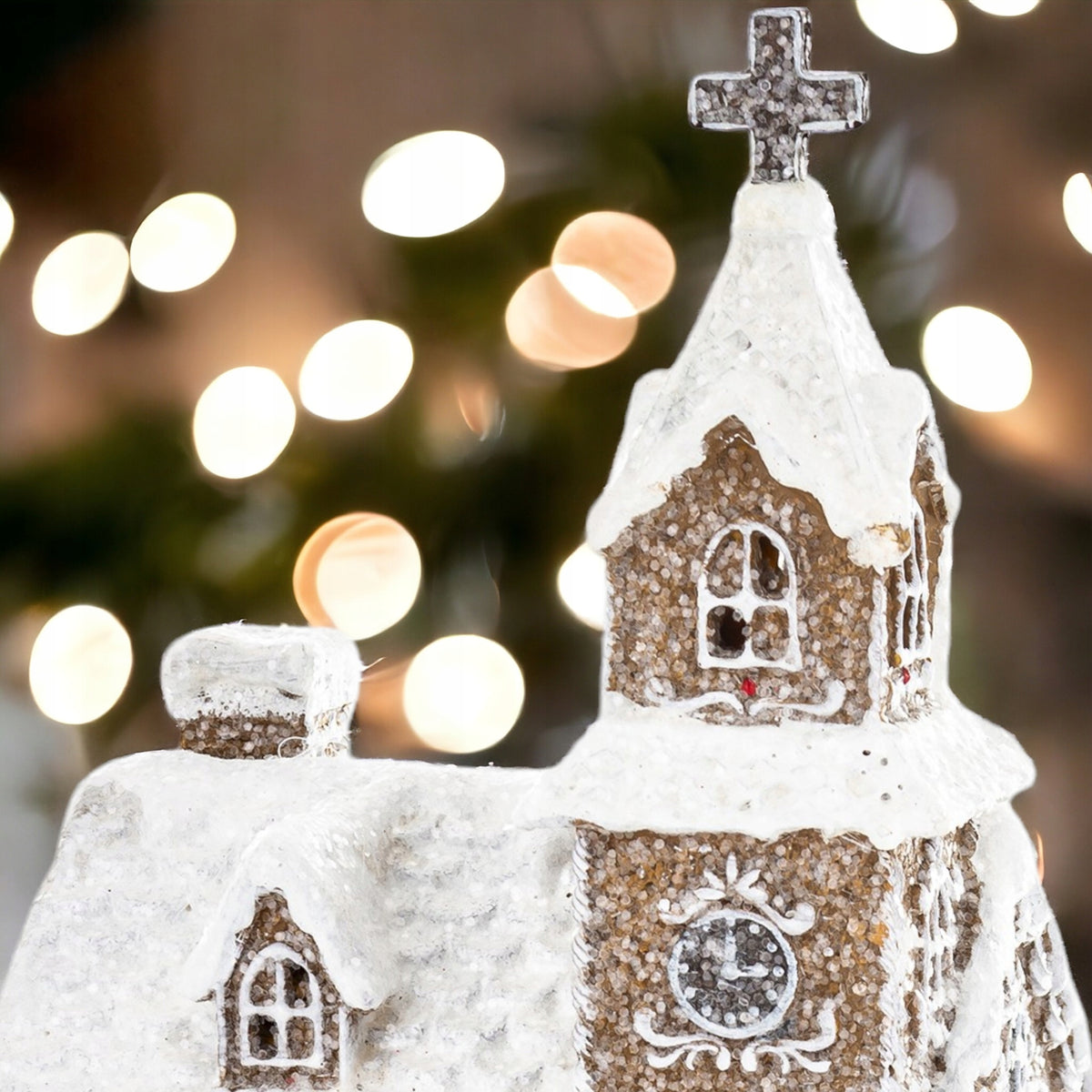 Dekoracyjny Domek Led figurka świąteczna kaplica piernikowy magic village