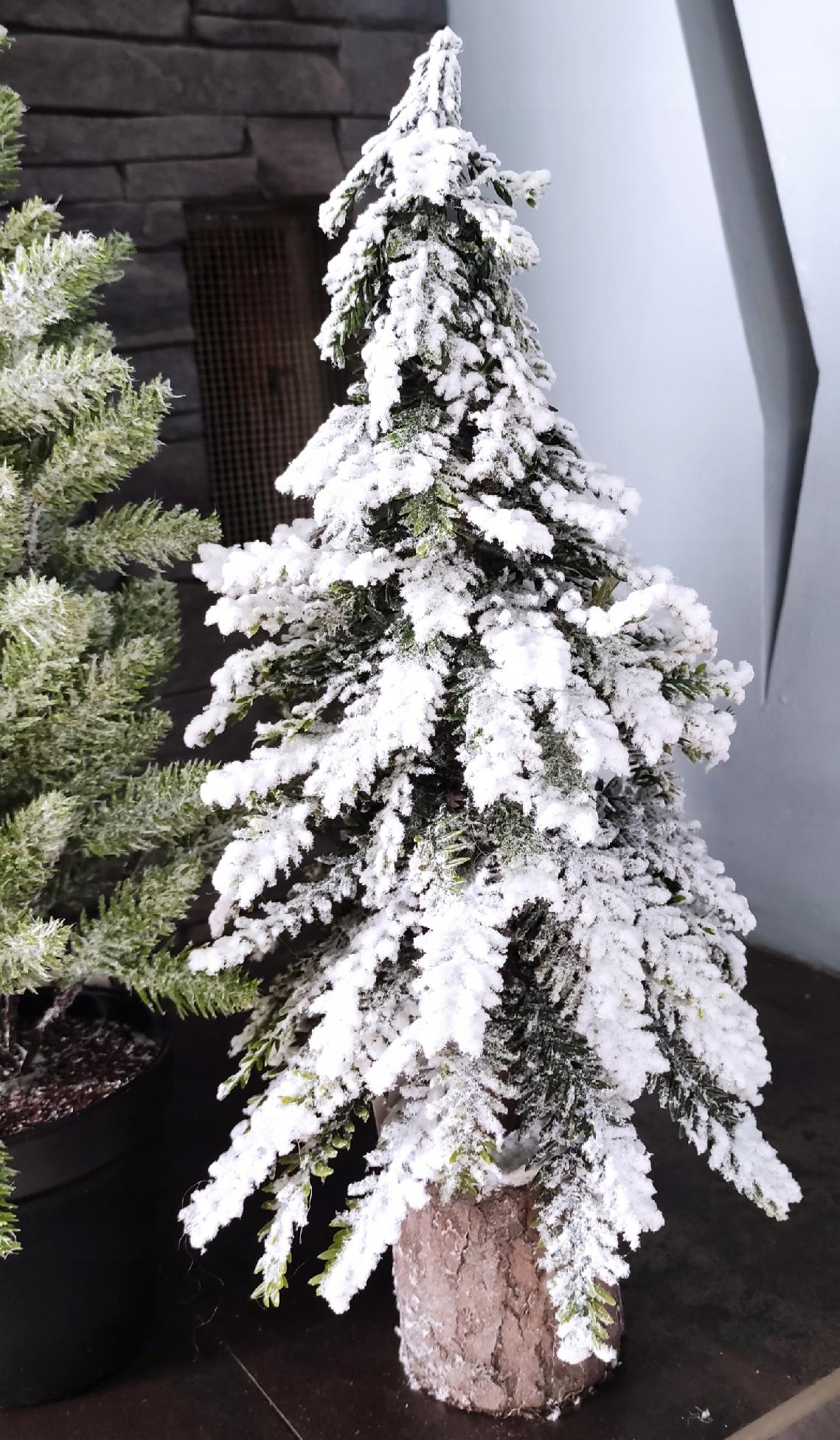 choinka śnieżona mała mini sztuczna na pniu