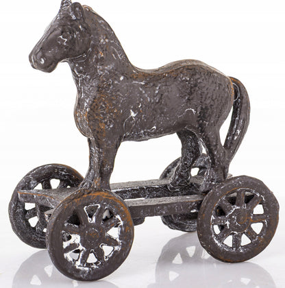 Figurka Metalowa Koń na Kółkach Vintage Loft Retro 13,5cm żeliwny dekoracja