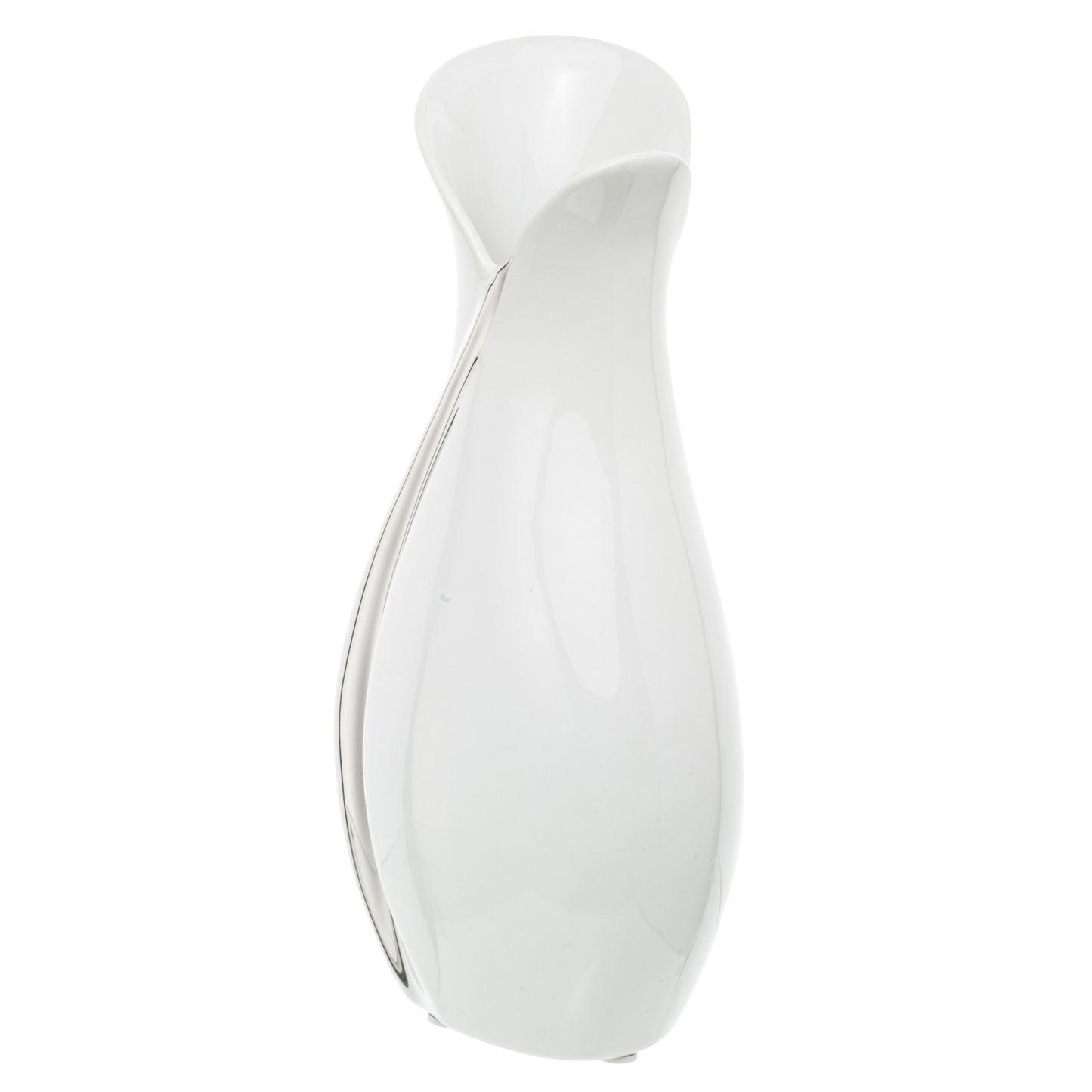 Wazon na kwiaty biały srebrny ceramika 14 x 26cm glamour