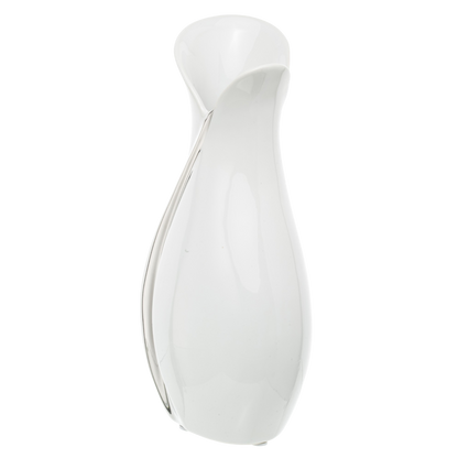 Wazon na kwiaty biały srebrny ceramika 14 x 26cm glamour