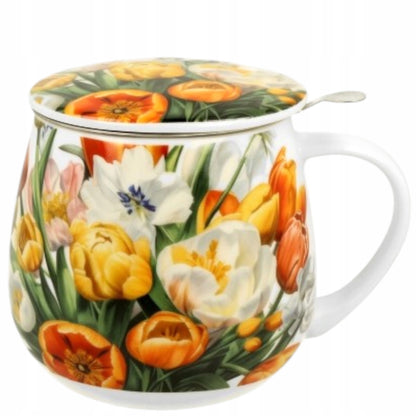 Kubek zaparzacz baryłka w pudełku porcelana 430 ml na prezent