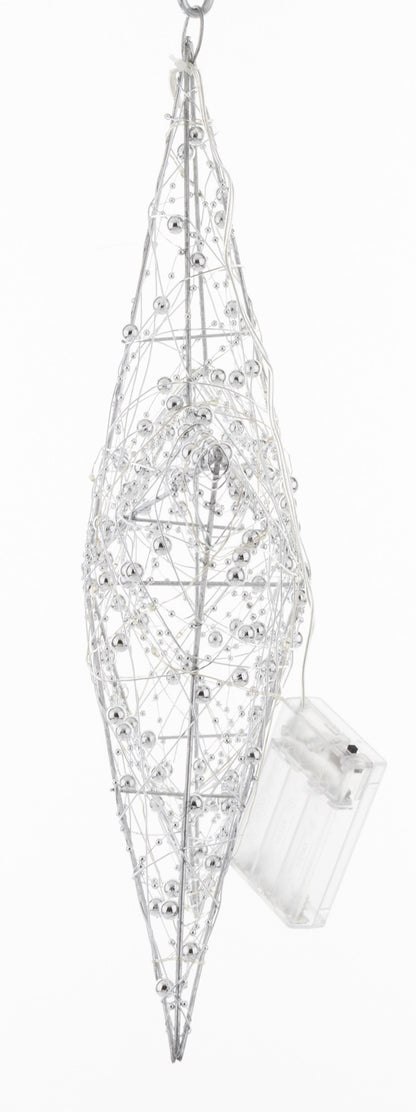 Ozdoba gwiazda LED metalowa srebrna 40x40x9 cm