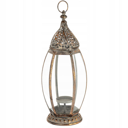 Lampion Latarenka Świecznik Metal Szkło Loft Rustykalny marokański 53 cm