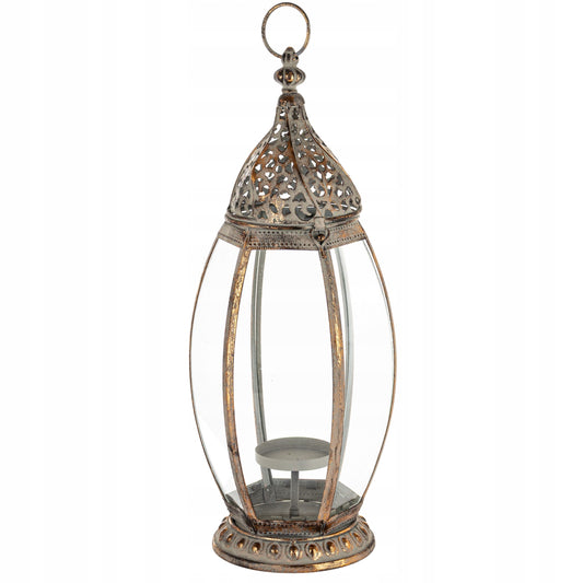 Lampion Latarenka Świecznik Metal Szkło Loft Rustykalny marokański 53 cm