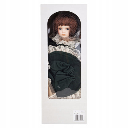 Porcelanowa lalka kolekcjonerska z parasolem 44cm wysoka dekoracyjna