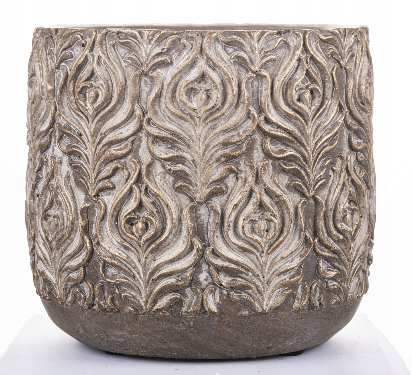 Osłonka brązowa cementowa 17 x 17 cm beton złoty