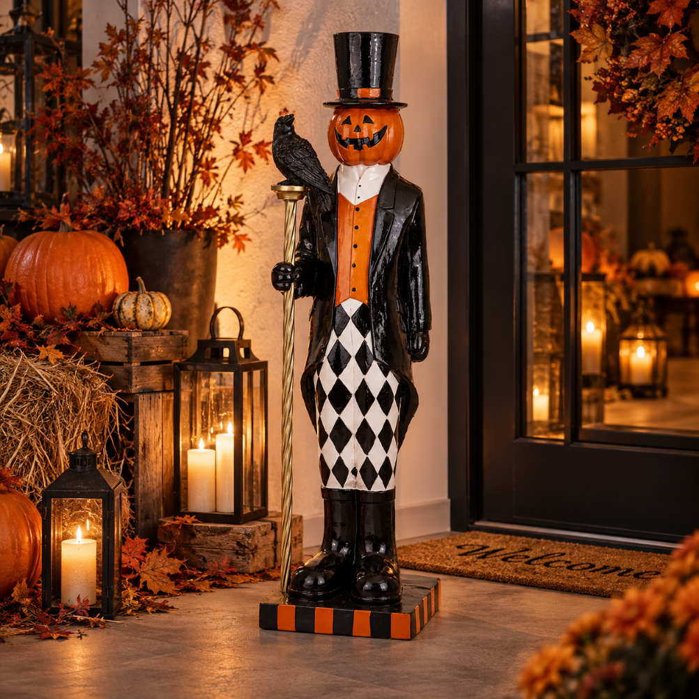 Figurka dynia Halloween dekoracyjna wielokolorowy 84x20x21
