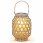 Lampion solarny rattanowy LED wiszący ogrodowy balkonowy 28 cm szary