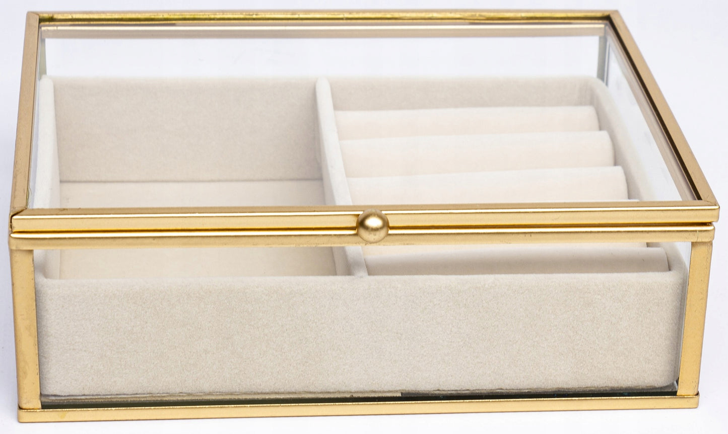 Szkatułka na biżuterię złota szklana 5,5x17x14 glamour kasetka pudełko