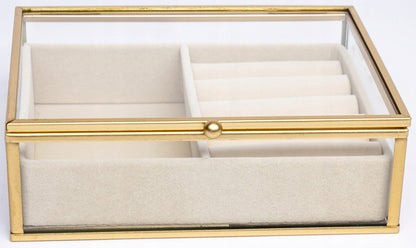 Szkatułka na biżuterię złota szklana 5,5x17x14 glamour kasetka pudełko