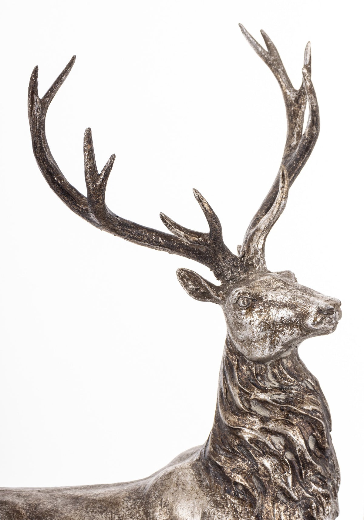 Figurka świąteczna renifer srebrny tworzywo sztuczne 51x51x27 cm Antique