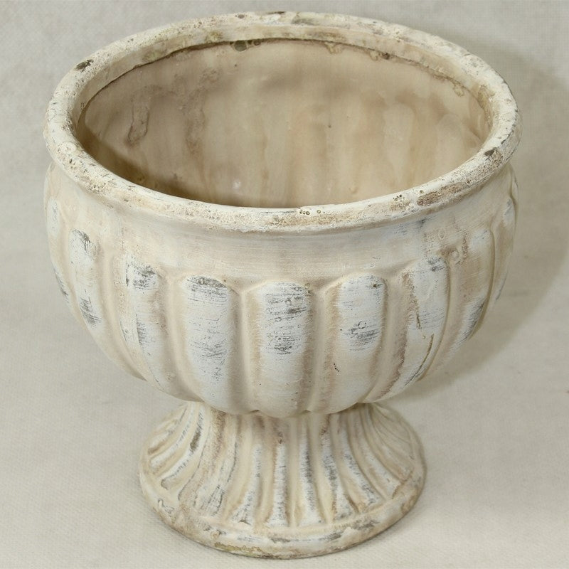Osłonka na nóżce 14 cm ceramika beż antyczna