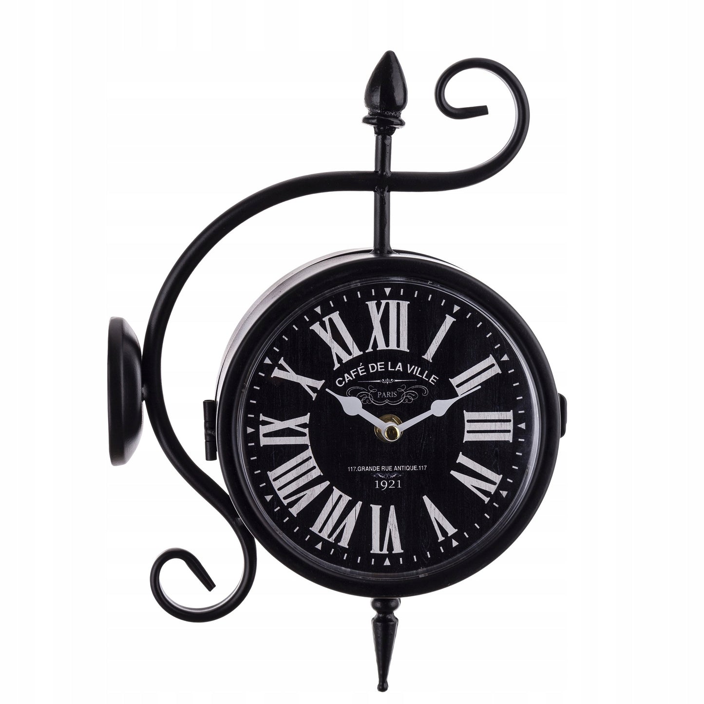Zegar ścienny dwustronny Retro dworcowy loft metalowy 36cm czarny