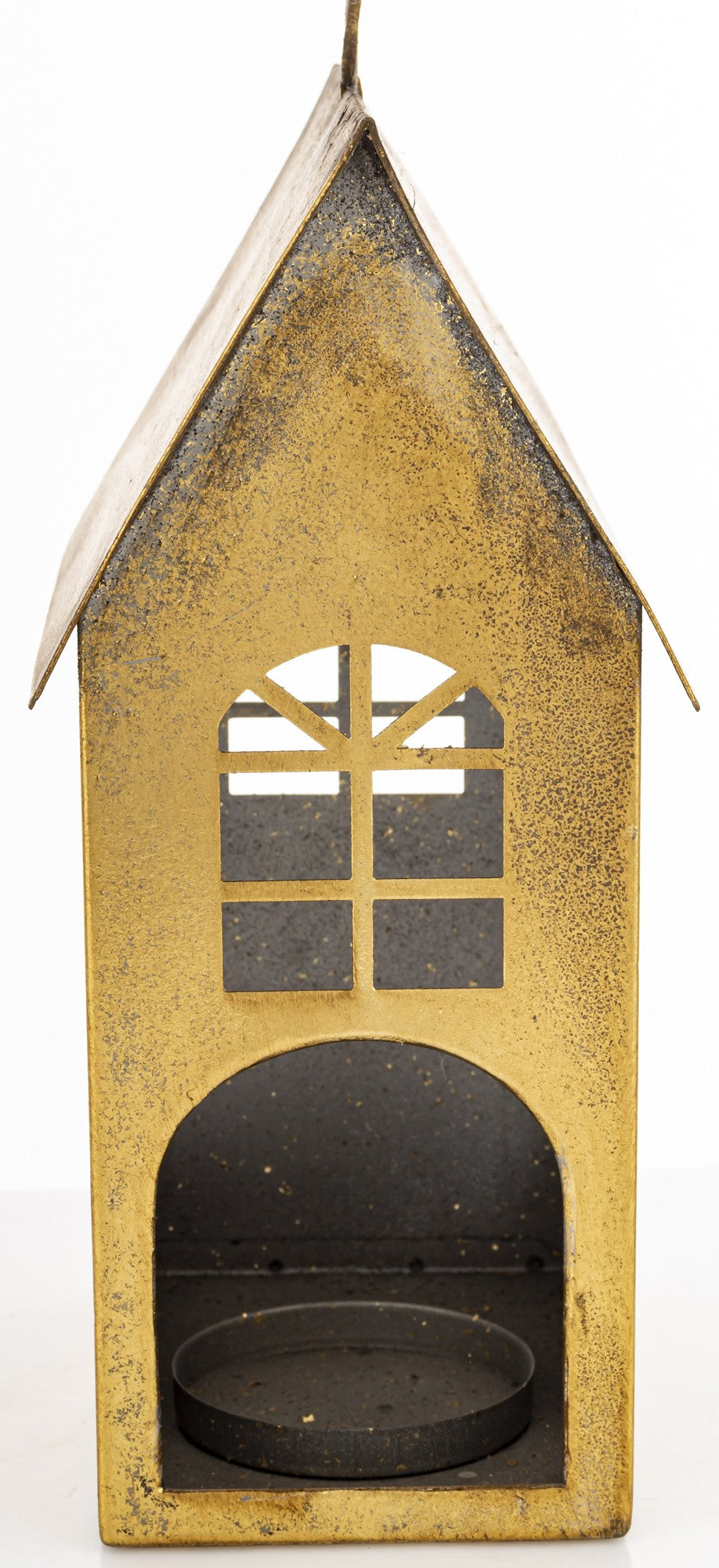 Figurka świąteczna Dekoracja Metalowa Domek złoty 27x11,5x18