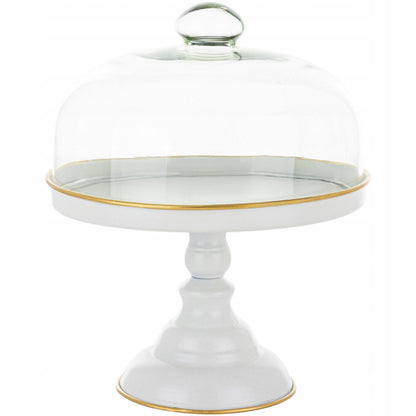 Elegancka patera dekoracyjna metal ze szkłem glamour 31x25,5x25,5 cm